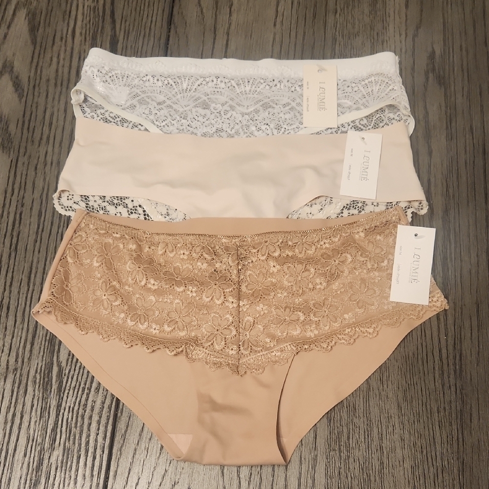 I LUMIE Fleur't Bundle Of 3pcs. Lace Trim Panties Set Size M. NWT.